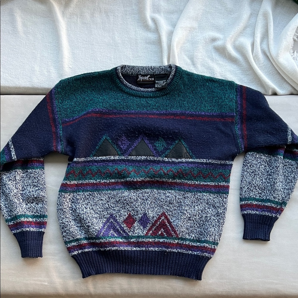 Vintage Knit Crewneck Sweater 90’s Retro Colouring